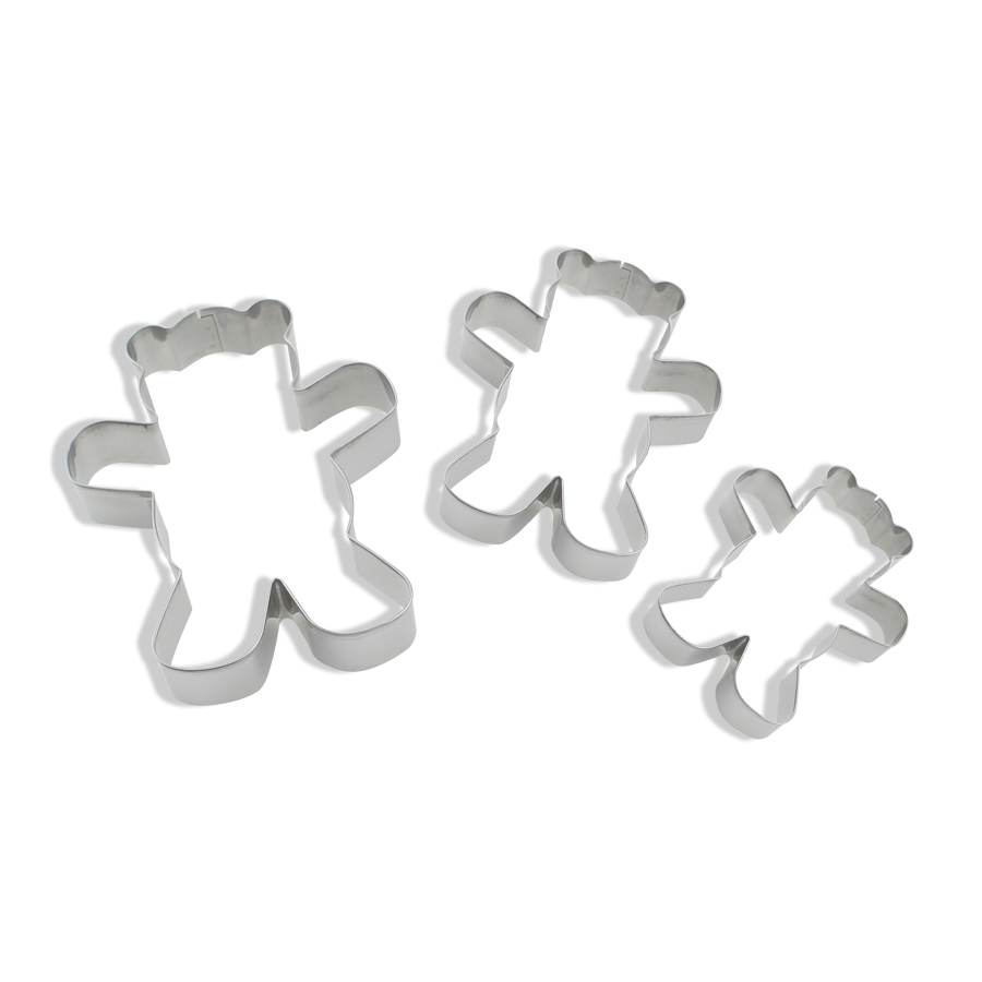 3PCS Stainless Steel Bears Shaped Cookie Cutter Set