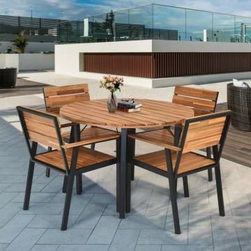 Modern Waterproof Teak Wood Outdoor Dining Table for Patios and Gardens