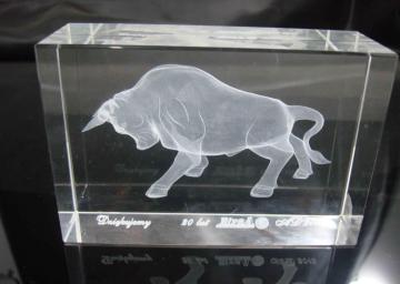 crystal glass bull figurine