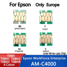 Europe T08H T08H1-T08H4 Ink Cartridge Chip for Epson WorkForce Enterprise AM-C4000 AM C4000 Printer one time use chip