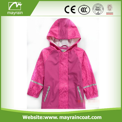 Lovely Pink PU Kids Raincoat
