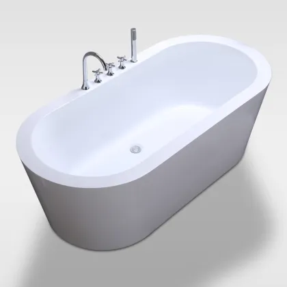 Chinese Supplier Low Price Freestanding Portable Bathroom Wooden Oval Bathtub