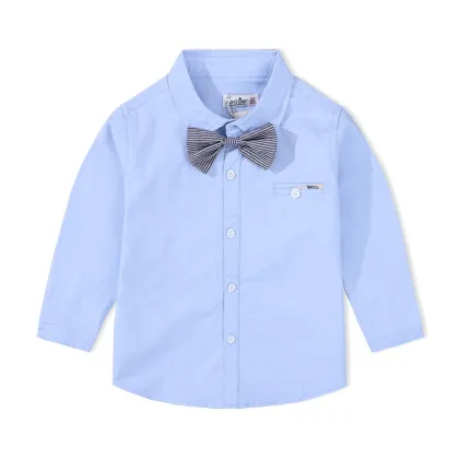 Custom Boys Multicolour Long Sleeve Cotton Shirt - Wholesale Kids Bow Shirt Brand