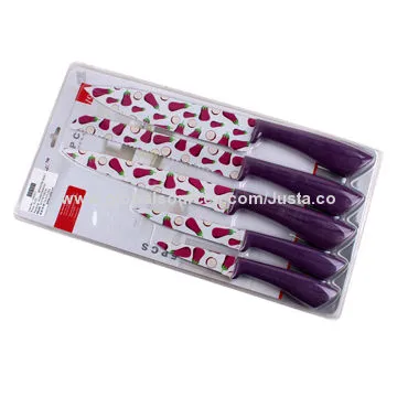 Kitchen Knife Sets, Flower Pattern on the Blade