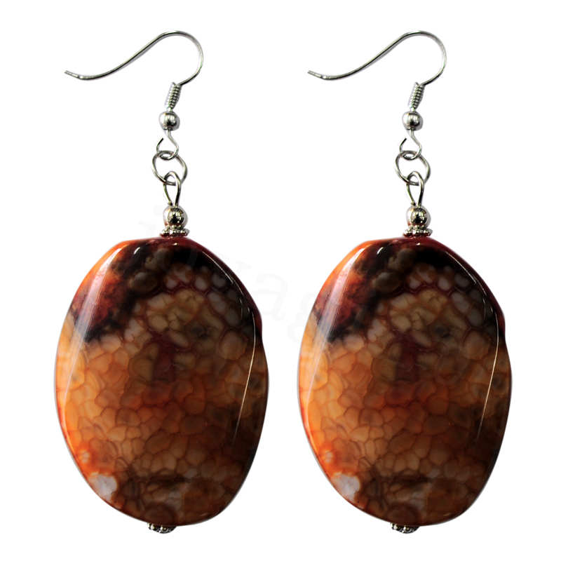 Boucle d&#39;oreille en agate avec pierre naturelle