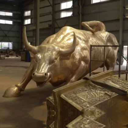 Outdoor Decoration bronze Life Size New York Wall Street Bull Statue