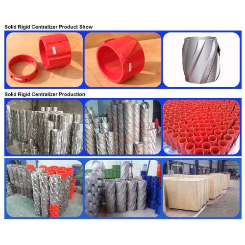 Solid rigid casing centralizers cementing process