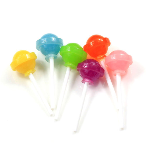 100 sztuk Śliczne Mix Kolory Losowe Sztuczne Okrągłe Lollipop Twarde Słodkie Cukierki Kształt Żywicy Charms do Wystroju Domu