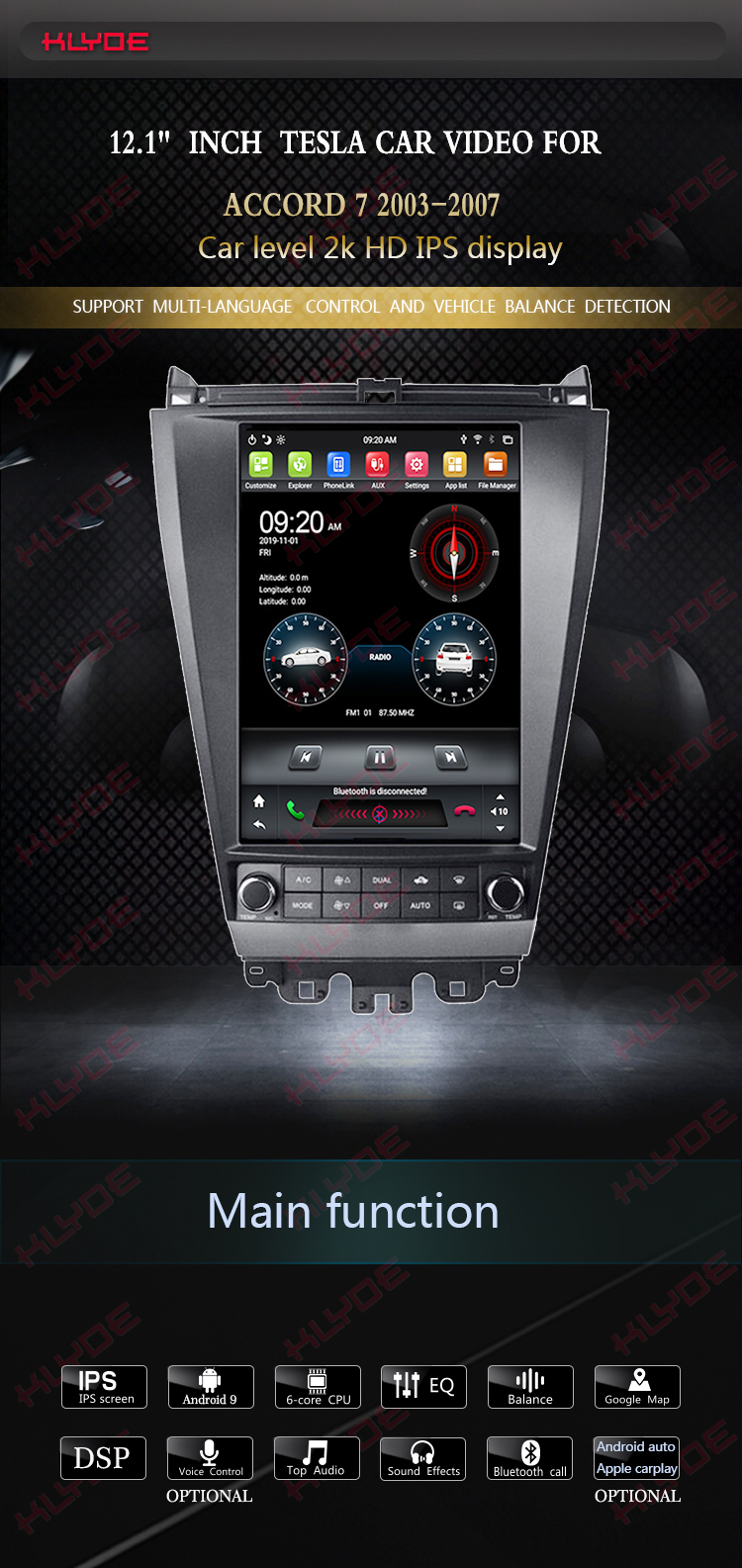 multimidia car dvd android for Honda accord 2003