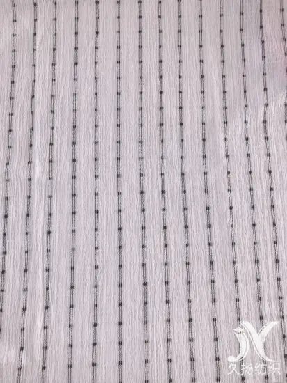 White Black Stripes Crepe Fabric