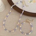 18k Gold Plated purple agate freshwater pearl Necklace