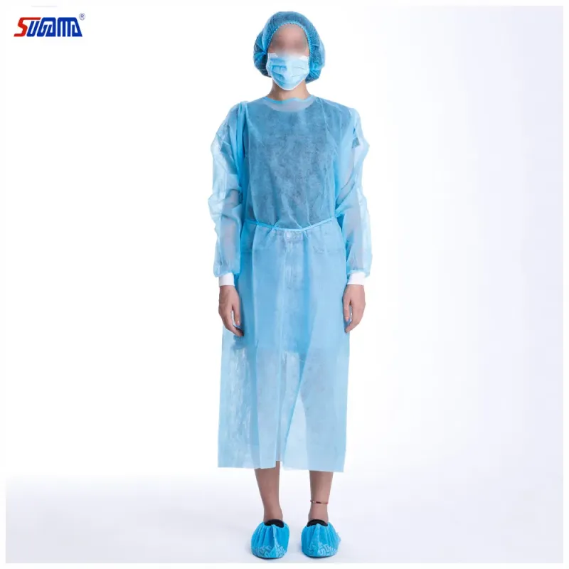 Disposable Yellow Blue Surgeon Isolation Gown Safety Suit