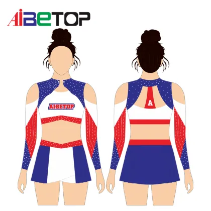 Blue and White Varsity Cheerleading Uniforms