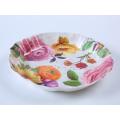 Natural leaf design pattern wave round serving tray