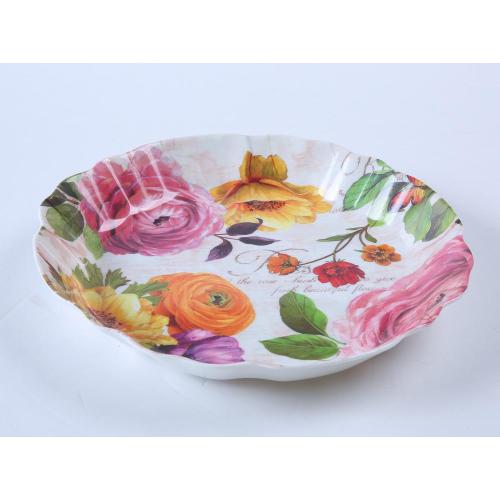 Natural leaf design pattern wave round serving tray