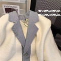 Suit collar stitching cardigan woman