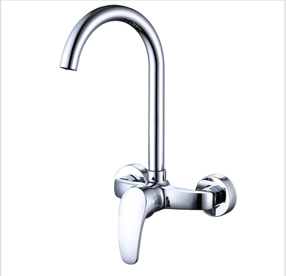 壁に取り付けられた2穴真鍮水道水ミキサーステンレス鋼キッチンシンク蛇口