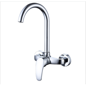 壁に取り付けられた2穴真鍮水道水ミキサーステンレス鋼キッチンシンク蛇口