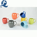 Handmade design ceramic coffee drum handle cups