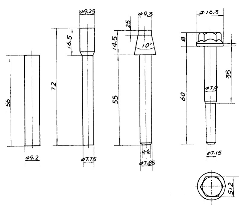 Collection of Hexagon Small Flange Bolt Cold Heading Processes