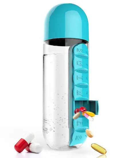 Two in one pill box water bottle