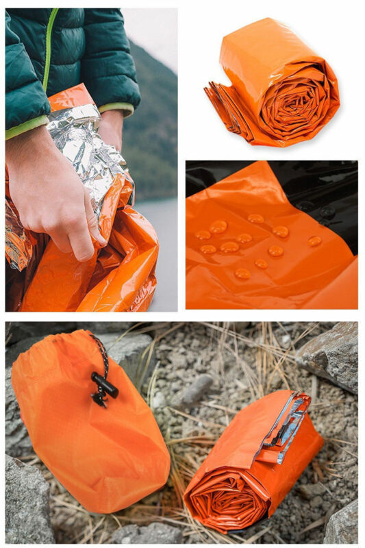 Practical Orange Foldable Foil Thermal Space First Aid Emergency Survival Sleeping Bag Blanket Hiking Camping Outdoor Sport Gear