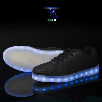 USB Charging Children Led shoes boys girls lighted PU cowhide glowing shoes