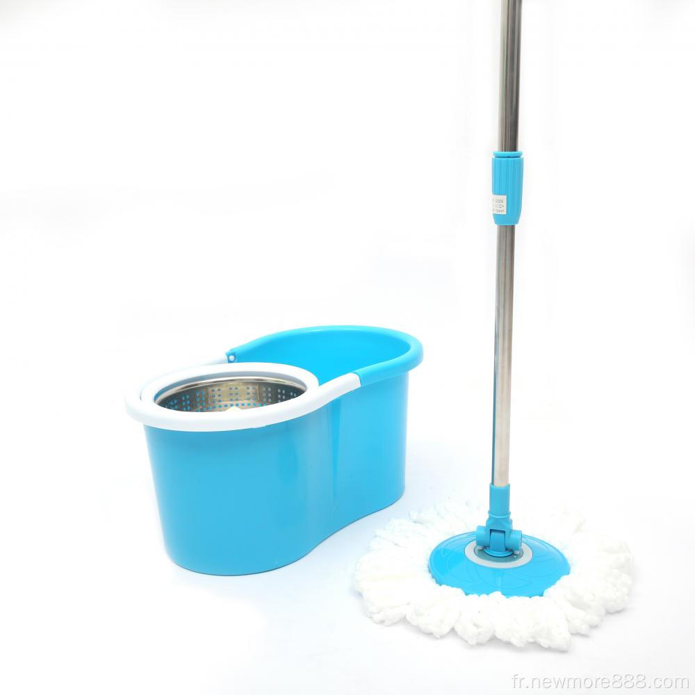 Mop de rotation de seau en acier inoxydable avec 2 recharges