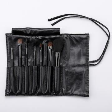 Black PU bag with 7 make up brushes