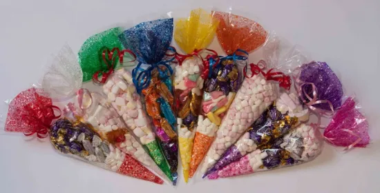 Popular Cone Cellophane Favor Bags For Sweets