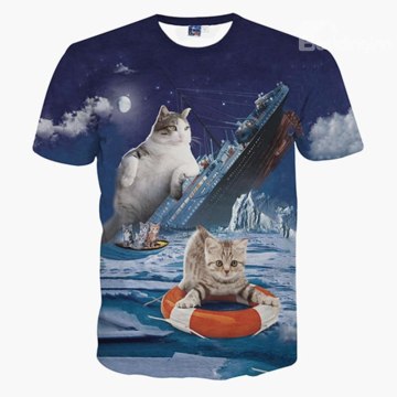 Titanic Couple Cat Printing Beach Shirt