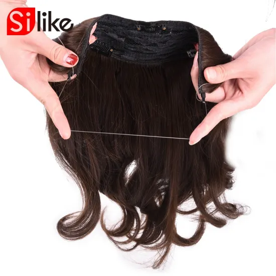 Top Hot Selling  Long Synthetic1 8inches 180g  Hair Hairpiece Fish Line hair extensions Body  wavy clips in hair extensions