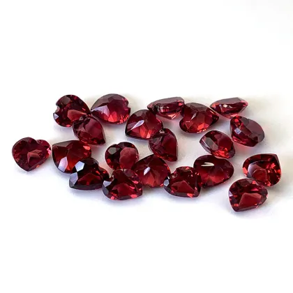 Natural Moissanite Garnet Heart-Shaped Ring Garnet