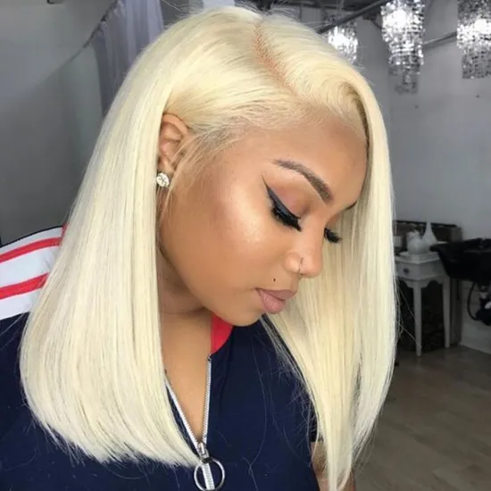 Raw Virgin Indian Human Hair 8 inch Blonde Bob Lace Front Wig Bob Wigs 100% Human Hair Short Cheap Lace Wigs