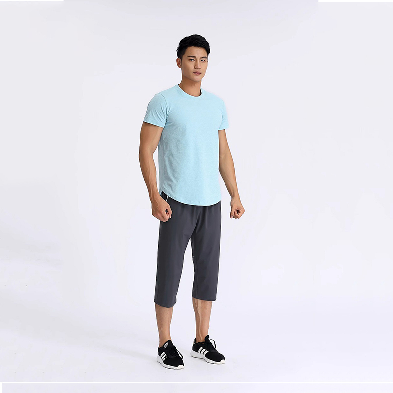 Casual Men Sport Longline Curved Hem T Shirt