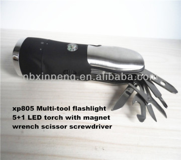 10-In-1 Multi Tool Flashlight with cutter and hammer