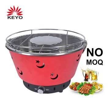 Red Portable  Smokeless Stainless Steel Battery Operated Charcoal BBQ Grills