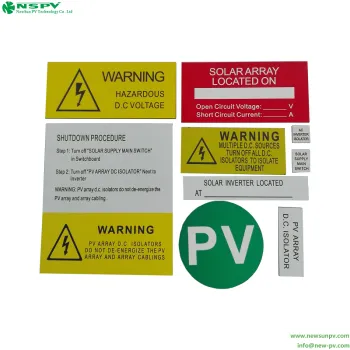 Solar PV warning label for solar system