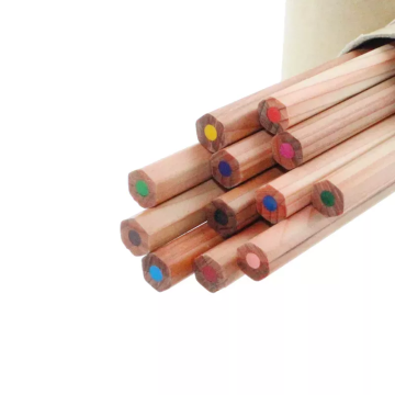 Hexagonal Wooden Colored Pencil Set in Paper Tubes, Packed 12pcs for Kids