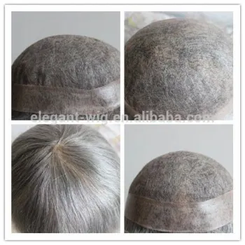 Elegant-wig human hair grey toupee, cheap silk toupee high quality