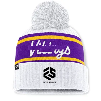 Custom Logo Men's Viking Fanatics White Pass Interference Cuffed Knit Hat with Pom