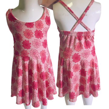 KERUI Custom Print Floral Sleeveless Twirl Bamboo Girl Dress