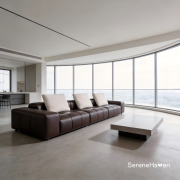 Distinctive Leather Sofa with Pixel Grid Tufted Design