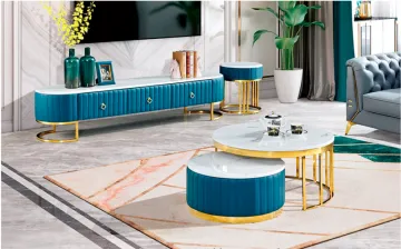 Luxury Marble Cover Coffee Table TV Stand