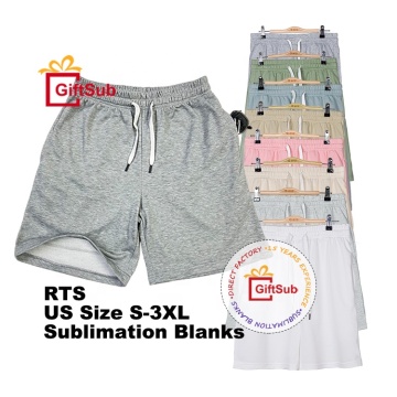 Customizable RTS Sublimation Sport Grey Shorts for Unisex - Summer Pastel Colors, 100% Polyester with Cotton Feel - Perfect Men's Design Shorts