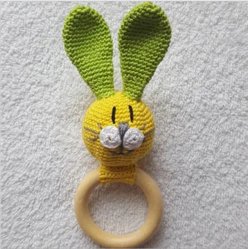 Amanzon hot sell Baby molar teether accessories Color crochet rabbit baby molar bracelets necklace toys