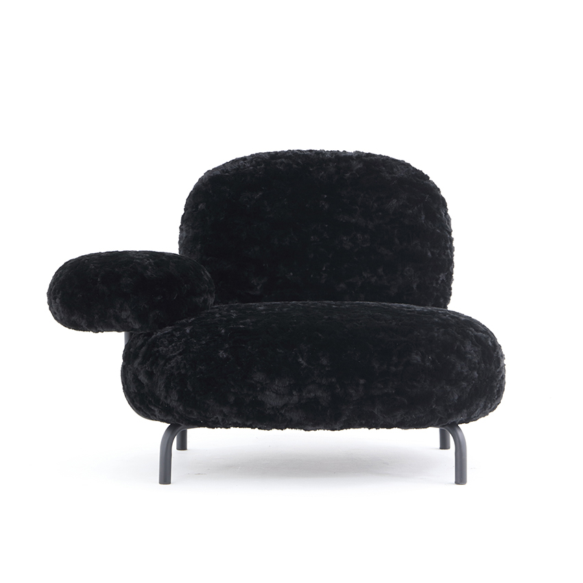 Black Flocked Black Foot Cosy Armchairs