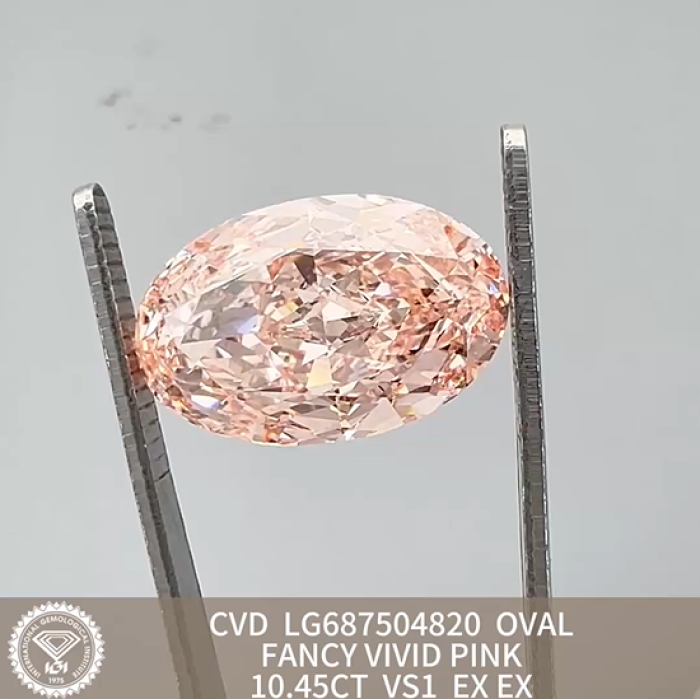 Pink Lab Diamond CVD Oval 10.45CT VS1 IGI
