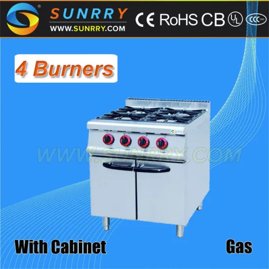 Professional fast food kitchen equipment factory prices of royal cast iron gas cooker with cabinet oven in nakumatt superma
