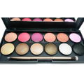 12-color shimmering eyeshadow and blush palette with brush